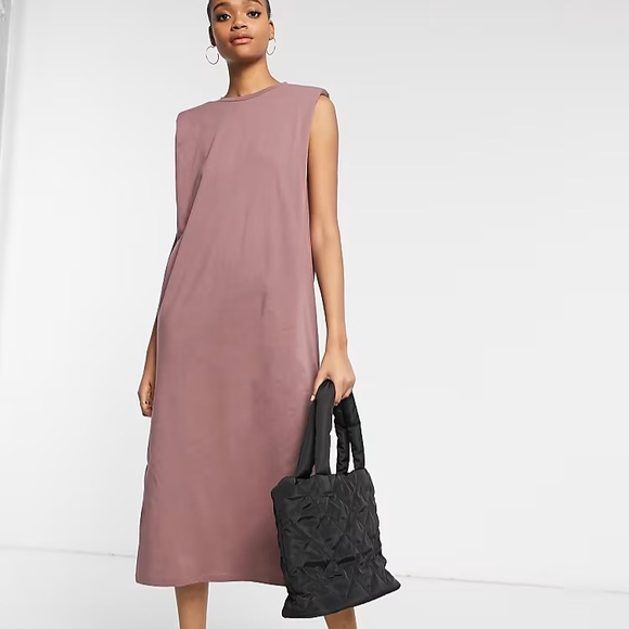 Weekday Neutral Padded T Shirt Dress - Picture 1 of 9